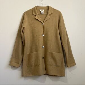 Vintage Talbots Wool Button Jacket Coat Lightweight Mustard Size M Boiled Wool